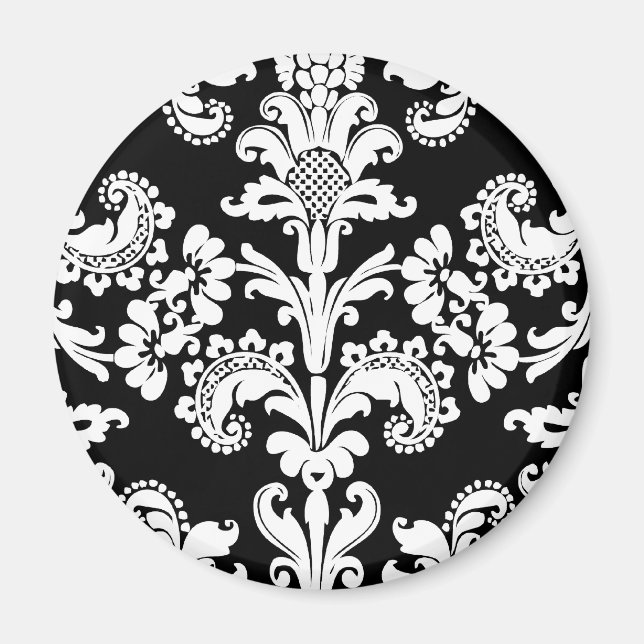 Imán Brocade blanco y negro (Frente)