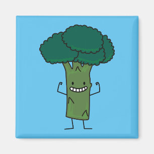 Imán Broccoli Flexing feliz cabeza de árbol verde veget