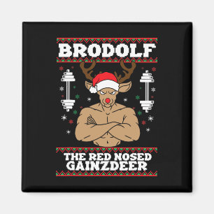 Imán Brodolf Navidades graciosos Buff Reindee Gym Bodyb
