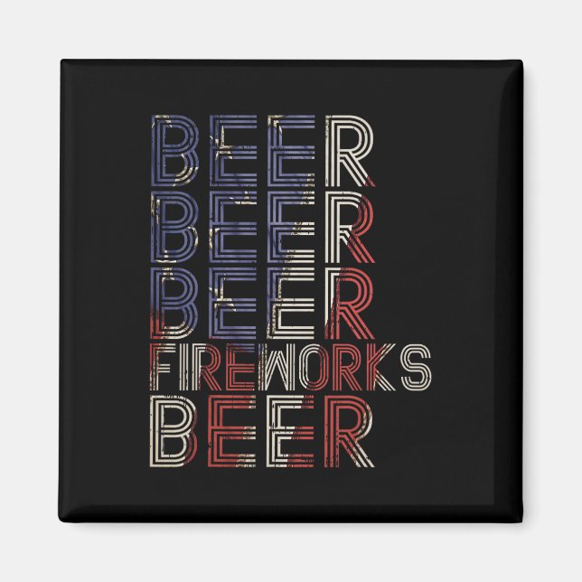 Imán Bromas De Cerveza Retro 4 De Julio Desfile Fiesta  (Frente)