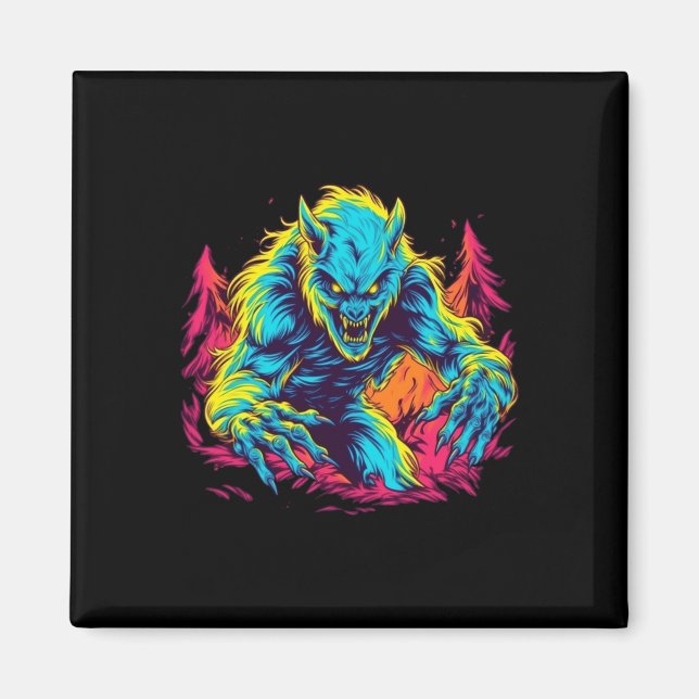 Imán Bromas de Werewolf - Mischief lunar para Halloween (Frente)