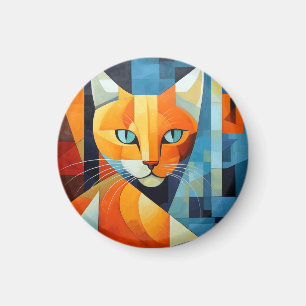 Imán Bromistas abstractos: gato Naranja