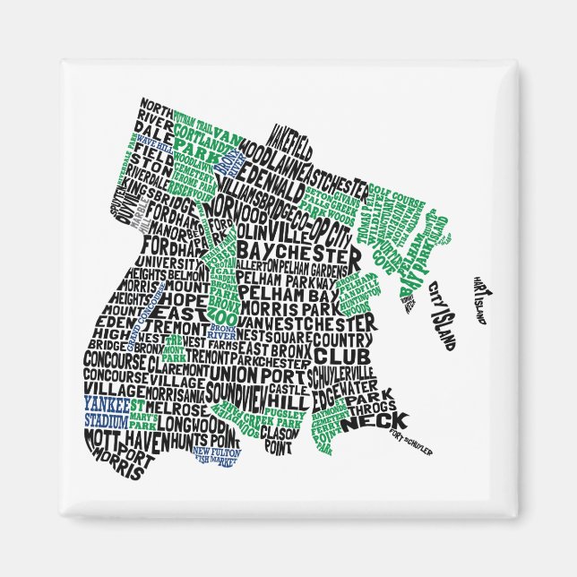 Imán Bronx New York City Typography Map (Frente)