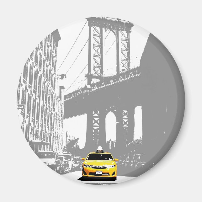 Imán Brooklyn Bridge Nyc New York City Yellow Taxi (Frente)