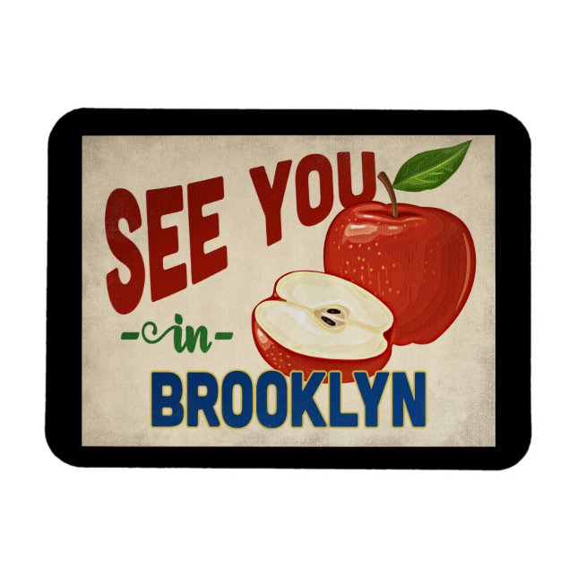 Imán Brooklyn New York Apple - Viajes de época (Horizontal)