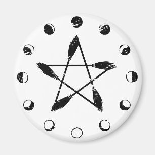 Imán Broom Pentacle Moon Phase - negro