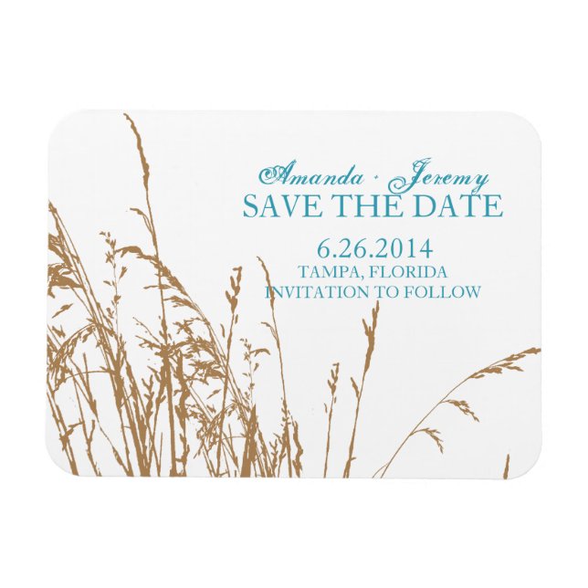 Imán Brown Beach Sea Grass Save the Date (Horizontal)