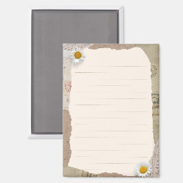 Imán Brown Beige Vintage Scrapbook Lined Notes