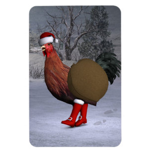 Imán Brown Rooster Santa Claus