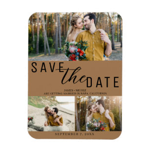 Imán Brown Save the Date Boda 3 Fotos