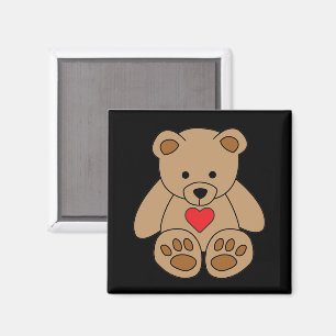 Imán Brown Teddy Bear El día de San Valentín de corazón