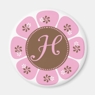 Imán Brown y monograma rosado H