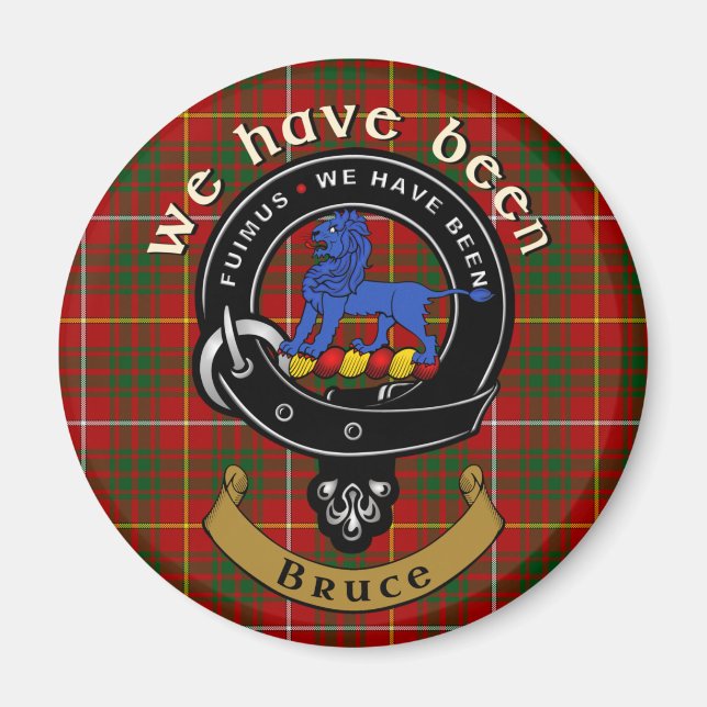 Imán Bruce Clan Badge & Tartan (Frente)