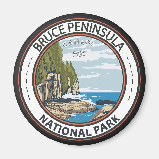 Imán Bruce Peninsula National Park Canada Vintage Badge (Frente)