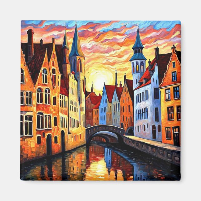 Imán Bruges al atardecer (Frente)