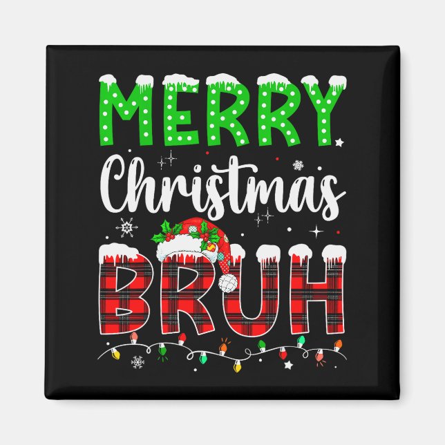 Imán Bruh Christmas Red Plaid Teens Boys Kids Xmas Paja (Frente)