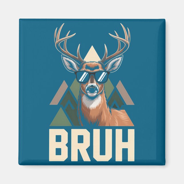 Imán Bruh Deer Funny Deer Hunting Camo Hat Youth Kids S (Frente)