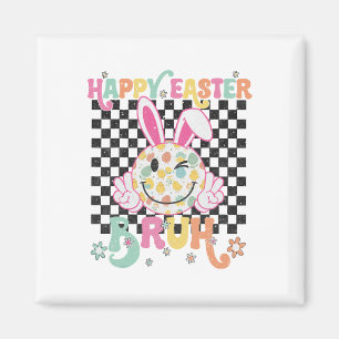Imán Bruh Easter Day Funny Bunny Eggs Groovy Smile Face