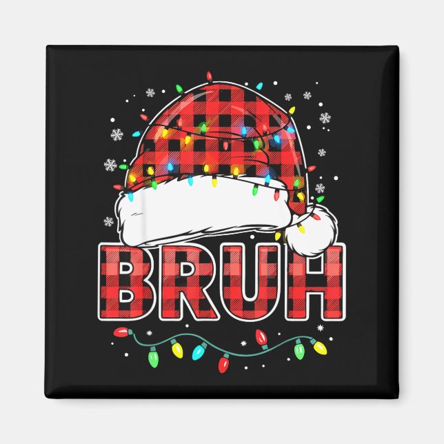 Imán Bruh Funny Santa Hat Lights Christmas  (Frente)