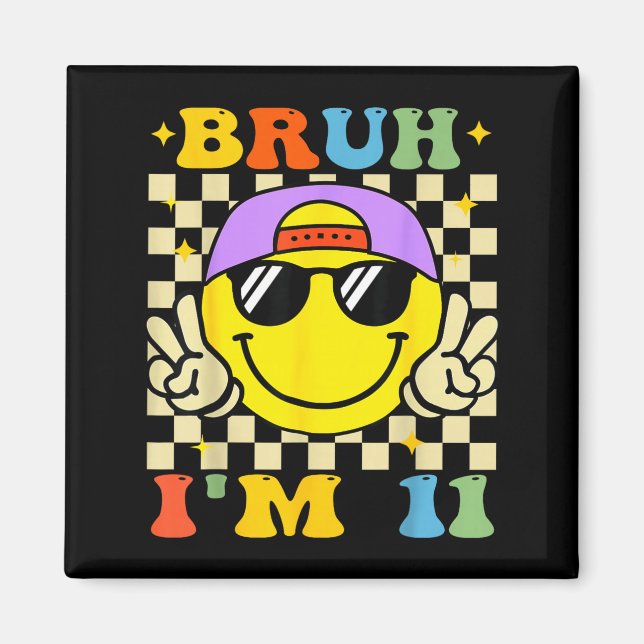 Imán Bruh I'm 11 Years Old Purple Birthday Boys 11th Bi (Frente)