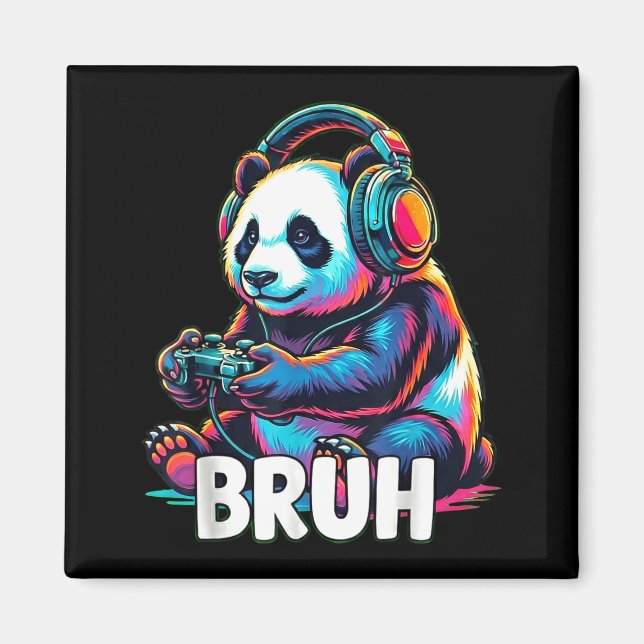 Imán Bruh Panda Gamer With Headphones Controller  (Frente)