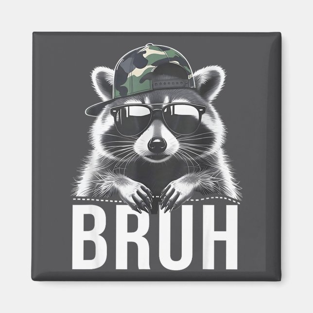 Imán Bruh Raccoon Trash Racoon Camo Hat Youth Teens Kid (Frente)