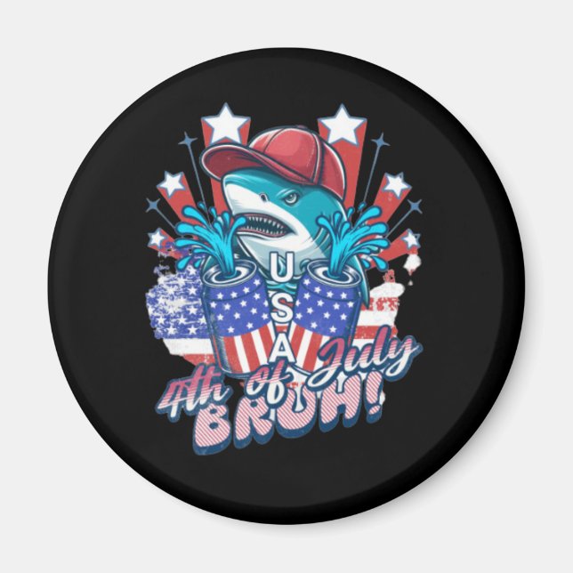 Imán Bruh Shark 4 De Julio Magnet (Frente)