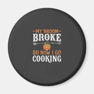 Imán Bruja de Halloween Cocina Escoba Rota Diseño_1