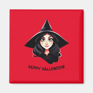 Imán Bruja de Halloween con pelo negro