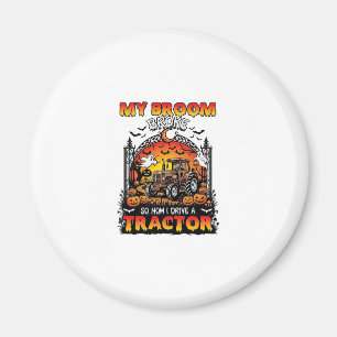 Imán Bruja de Halloween con Tractor Roto Escoba_1