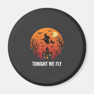 Imán Bruja de Halloween Diseño Gráfico de Noche Volador
