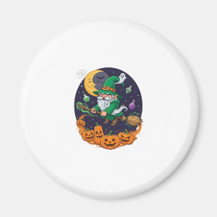 Imán Bruja de Halloween Gnome Escoba Calabazas Luna
