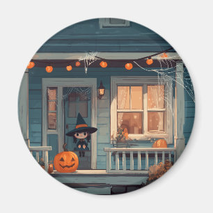 Imán Bruja de Halloween suave en porche espeluznante - 