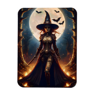Imán Bruja del Bosque Steampunk de Halloween