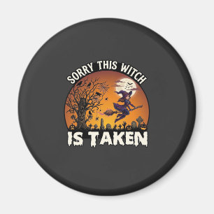 Imán Bruja Es Tomada Escoba Árbol Cementerio Halloween_