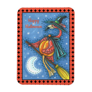 IMÁN BRUJA FLAMENCO ROSA, VOLANDO SOBRE LA LUNA EN UNA 