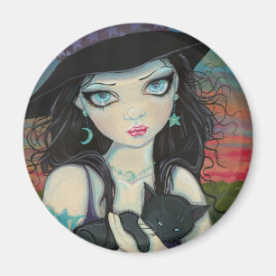 Imán Bruja Peekaboo y Arte Fantástico de Halloween de G