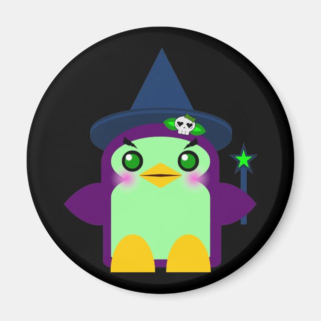 Imán Bruja Pingüino Kawaii (Frente)