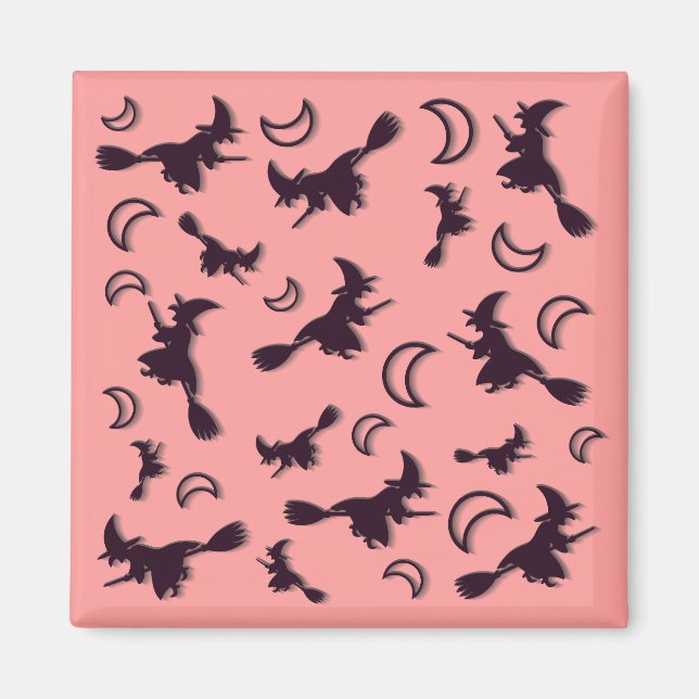 Imán Bruja voladora entre media luna en la noche de Hal (Frente)