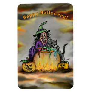 Imán Bruja y gato negro, ¡Feliz Halloween!