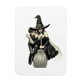Imán Bruja y niño de Halloween: Dúo mágico oscuro