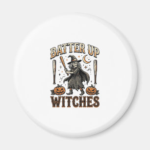 Imán Brujas al Bat Vintage Diseño de Béisbol de Hallowe
