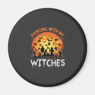 Imán Brujas Colgantes Luna de Halloween Murciélagos Cal