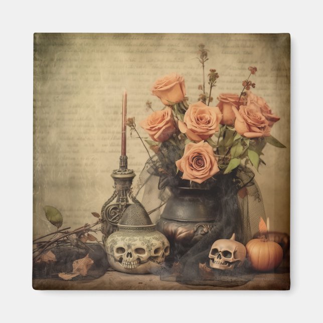 Imán Brujería de Halloween vintage (4) (Frente)