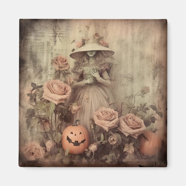 Imán Brujería de Halloween vintage (9) (Frente)
