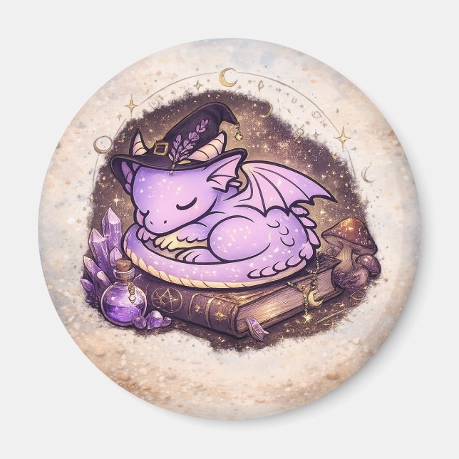 Imán Brujita Dragón Dormido Adorable (Frente)