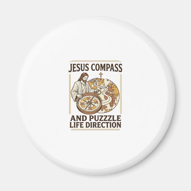 Imán Brújula de Jesús y rompecabezas Dirección de la vi (Frente)