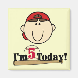 Imán Brunette Boy Baseball 5º cumpleaños