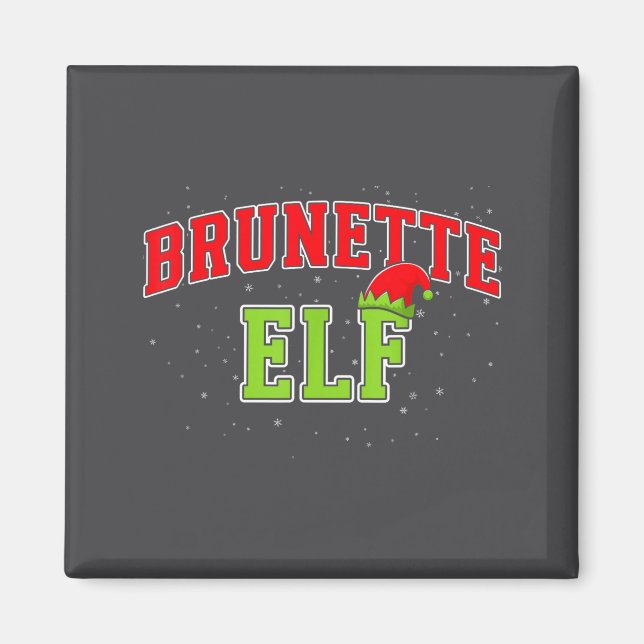 Imán Brunette Elf Christmas Family Matching Group Xmas  (Frente)