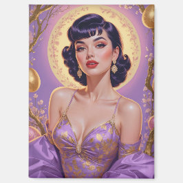 Imán Brunette Pin Up Easter Eggs Gold y Purple